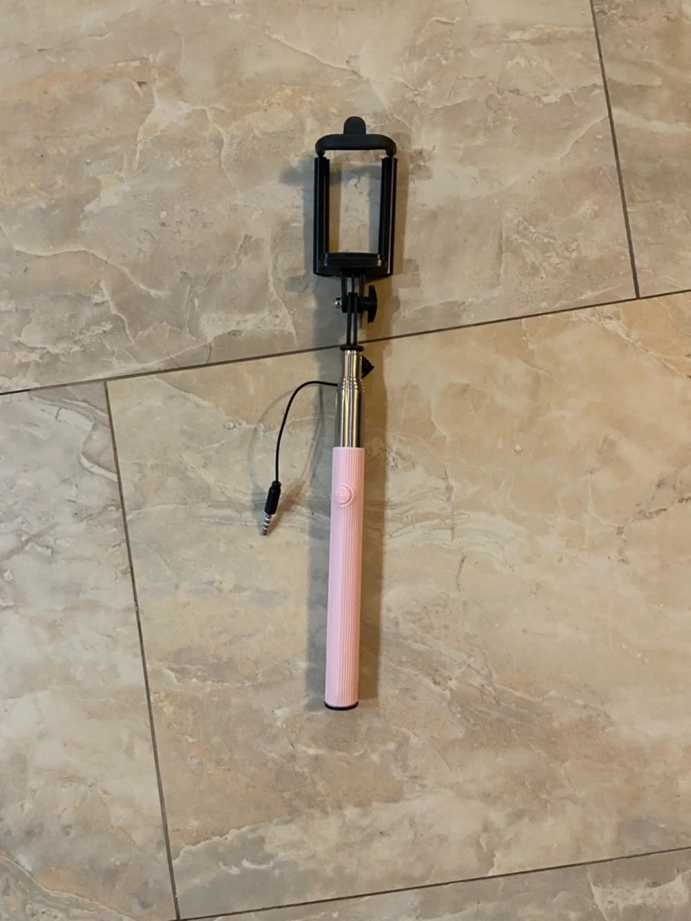 Pink Wired Selfie Stick Extendable Portable Travel Vacation Trip Pictures
